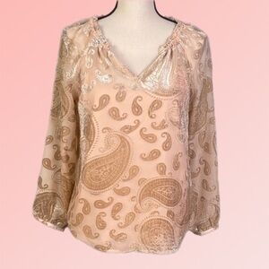 NANETTE, NANETTE LEPORE “Modern Glam” burnout blouse with attached camisole. NWT